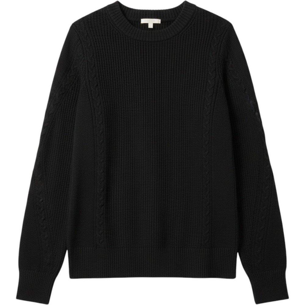 Maurices Sweater Womens XS Black Ribbed Cable Knit Puff Sleeve Pullover 224389Y